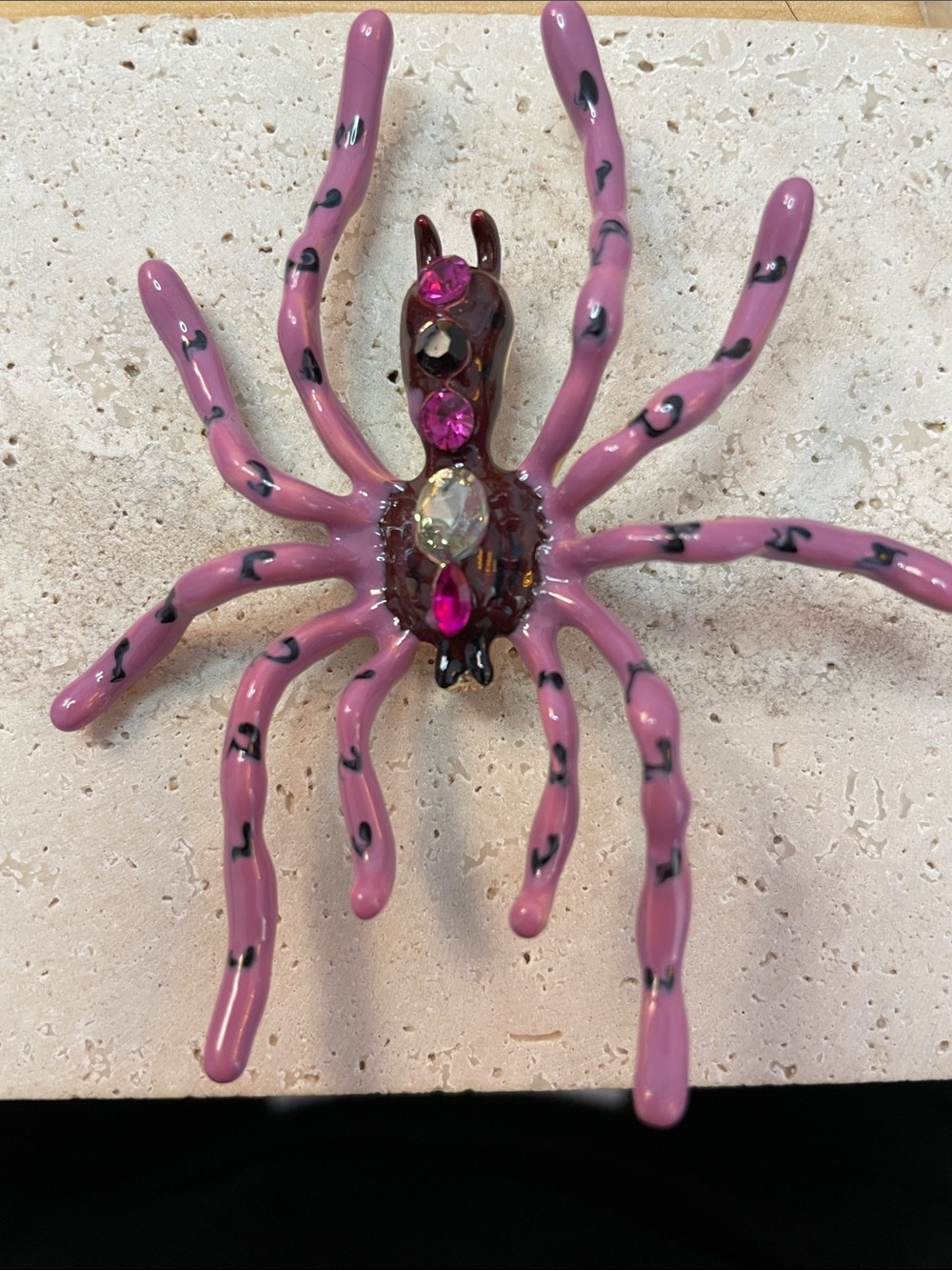 Saks Fifth Avenue Pink Jeweled Spider Brooch